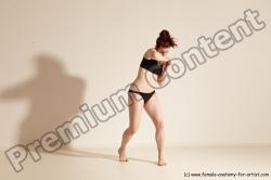 Underwear Martial art Woman White Moving poses Average long brown Dynamic poses Academic